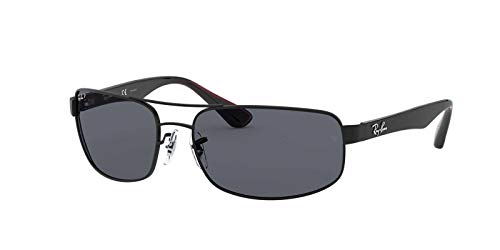 Ray-Ban Men's RB3445 Rectangular Sunglasses, Matte Black/Polarized Dark Grey, 61 mm