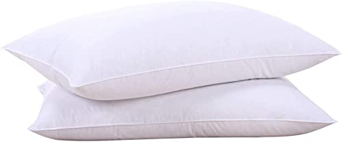 puredown Goose Feathers and Down White Pillows with 100% Soft Cotton Cover, Bed Sleeping Hotel Collection Pillows Set of 2 King Size
