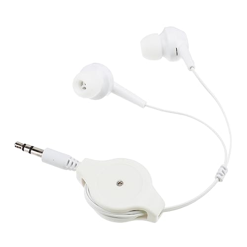 Veemoon Retractable Earphone Noise Cancelling Headphones Memory Sound Insulation for in-Ear Earphone Over Ear Mini Earphone Adapter White Earbuds