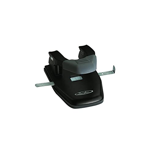Swingline 2 Hole Punch, Comfort Handle Two Hole Puncher, 28 Sheet Punch Capacity, 50% Reduced Effort, Includes Alignment Guide, Black (74050)