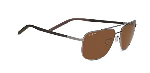 Serengeti Tellaro Sunglasses (Shiny Gunmetal/Dk Brn/Chocolate Brn-Polarized Drivers)