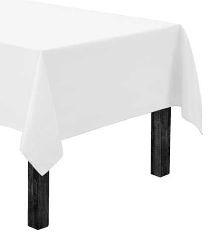 Gee Di Moda Rectangle Tablecloth - 60 x 102 Inch White Table Cloth for 6 Foot Rectangle Table - Heavy Duty Washable Fabric - for 6 Ft Buffet Table, Holiday Party, Dinner, Wedding & Baby Shower