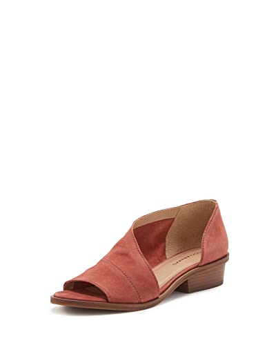 Lucky Brand Women's Serkie Open Toe Slip On Sandal Heeled, Rancho Red, 7