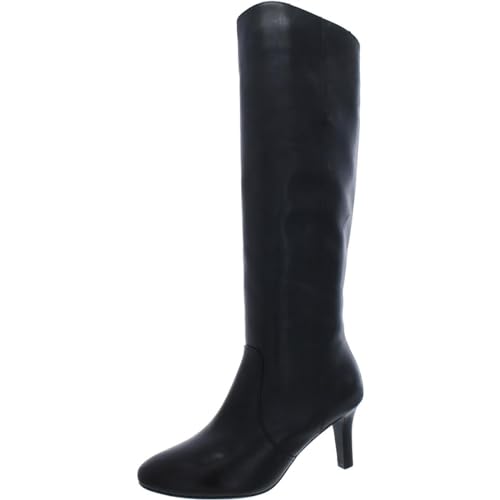 Ralph Lauren Lauren Womens Caelynn Leather Knee-High Boots Black 10 Medium (B,M)