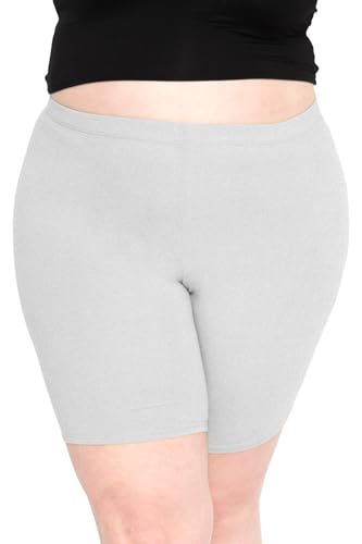 Women's Plus Size Cotton Biker Shorts Heather Grey 3X