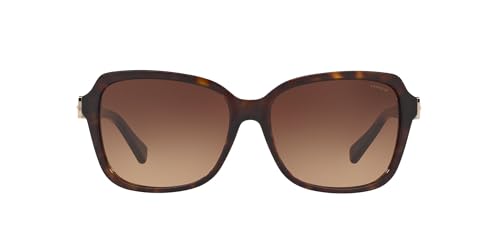 Coach HC8179 Sunglasses, Dark Tortoise/Brown Gradient, 58 mm