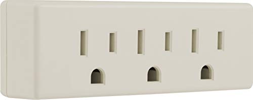 GE 3-Outlet Extender, Grounded Wall Tap, 3-Prong, Multiple Plug, Power Splitter, Cruise Essentials, Use for Home Office School Dorm, UL Listed, Light Almond, 54195