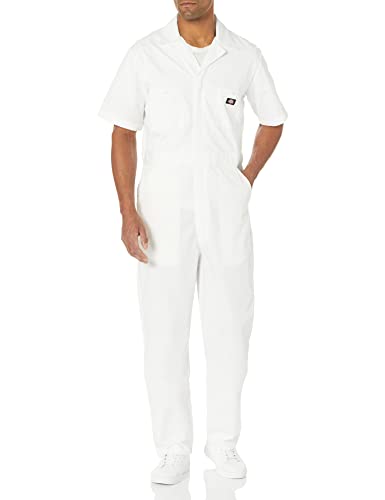 Dickies Men's Short-Sleeve Coverall, White, Large Regular