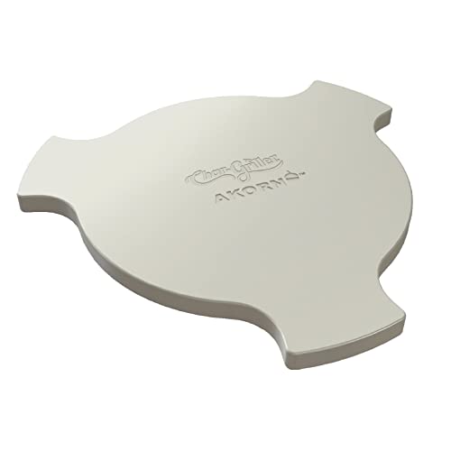 Char-Griller AKORN Charcoal Grill and Smoker Ceramic Smokin' Stone Accessory for Low-and-Slow Indirect BBQ Smoking Methods in Ivory, 15”L x 15”W x 1”H, Model 6201
