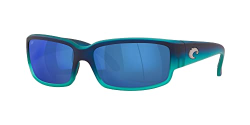Costa Del Mar Mens Caballito Rectangular Sunglasses, Matte Caribbean Fade/Grey Blue Mirrored Polarized-580P, 59 mm