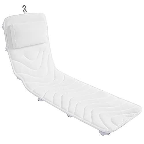 Full Body Bath Pillow for Bathtub, Upgraded Non-Slip Bath Cushion for Tub, Spa Bathtub Pillow Mattress for Head Neck Shoulder and Back Rest Support，Hot Tub Accessories – 50'x 15'