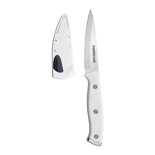 Farberware Edgekeeper Triple Riveted Paring Self-Sharpening Blade Cover, High Carbon-Stainless Steel Kitchen Ergonomic Handle, Razor-Sharp Knife, 3.5 Inch, White