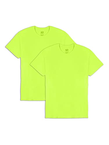 Fruit of the Loom Men's Eversoft Cotton T-Shirts (S-4XL), Crew-2 Pack-Safety Green, XX-Large