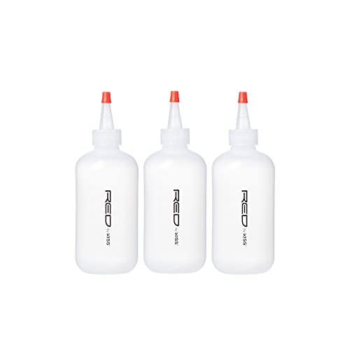 Red by Kiss Applicator Bottles Hair Color Bottle Soft and Durable Plastic Refillable Bottles 3 PACK (6 oz)