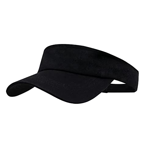 ANDICEQY Sport Sun Visor Hats Adjustable Empty Top Baseball Cap Cotton Ball Caps for Women and Men (Dark Black)