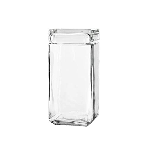 Anchor Hocking Stackable Glass Jar with Lid, 2 quart, Clear