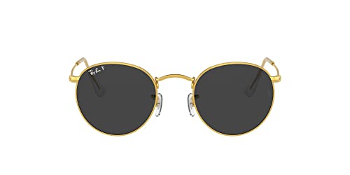 Ray-Ban Rb3447 Round Metal Sunglasses, Gold/Black Polarized, 53 mm