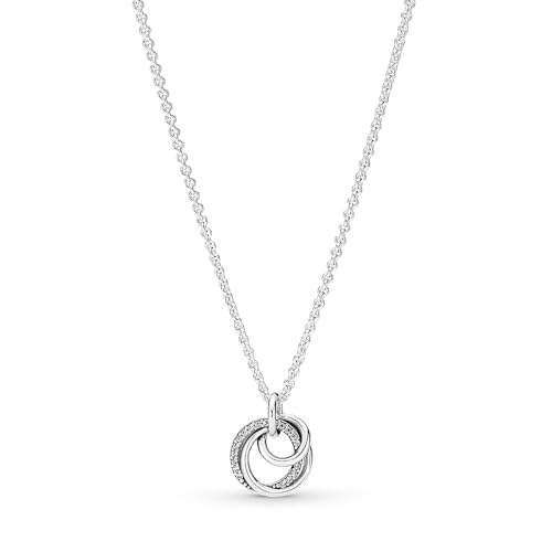 Pandora Family Always Encircled Pendant Necklace - Great Gift for Women - Adjustable Necklace with Lobster Clasp - Sterling Silver & Cubic Zirconia - 23.6', No Gift Box