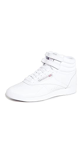 Reebok Women Freestyle Hi High Top Sneaker, White/Silver, 8.5, FF125