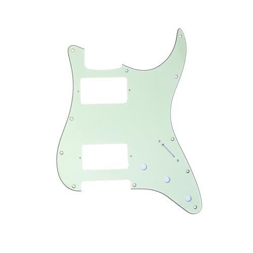Musiclily Pro 11 Hole HH Guitar Strat Pickguard Humbucker for USA/Mexican Fender Standard Stratocaster Modern Style, 3Ply Mint Green