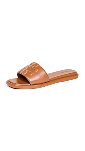 Tory Burch Women's Double T Sport Slides, Bourbon Miele/Gold, 11 Medium US