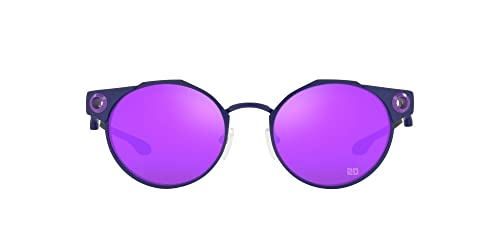 Oakley Men's OO6046 Deadbolt Titanium Round Sunglasses, Fabio Quartararo Matte Navy/Prizm Violet, 50 mm