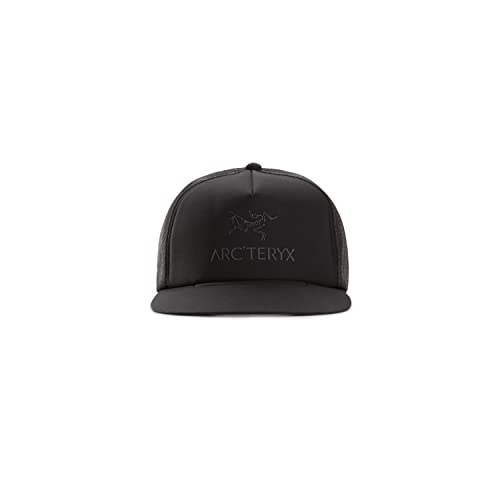 Arc'teryx Logo Flat Brim Trucker Hat | Flat-Brim Performance Trucker | Black, One Size