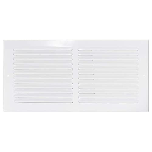 EZ-FLO 14 x 6 Inch (Duct Opening) White Return Air Vent Cover for Wall or Ceiling, Solid Steel Return Air Grille, HVAC Air Return, 61628