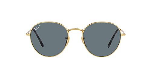 Ray-Ban RB3582 David Round Sunglasses, Gold/Dark Blue Polarized, 51 mm