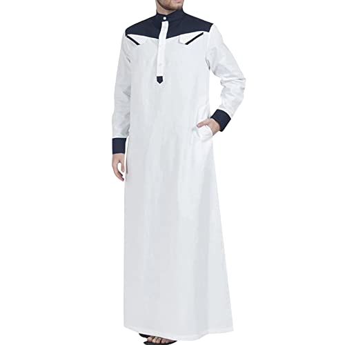 Arabia Islamic Saudi Arabic Muslim Men's Kaftan Thobe Saudi Arabic Middle East Islamic Long Gown Dress Crew Neck Lightweight Clothing Ramadan Dress Clothing Big and Tall Men's Saudi