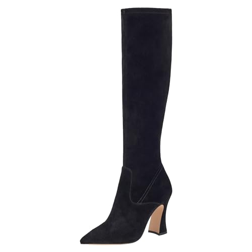 Coach Women's Cece Suede Boot Knee High, Black, 7.5