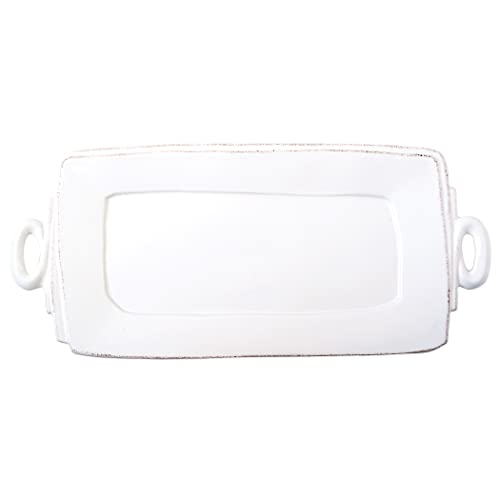 Vietri Lastra White Collection Italian Serveware Sets (Handled Rectangular Platter)