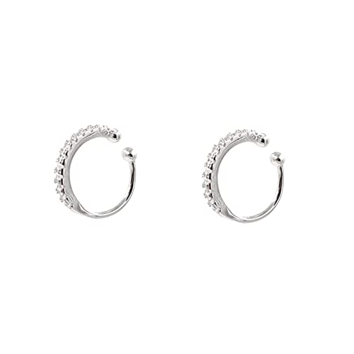 Fake Hoop Earrings CZ Cubic Zirconia Cartilage Earring 925 Sterling Silver Earrings Ear Cuff Huggie Dainty Minimal Conch Piercing Non Pierced Ear Pods Clip on Earrings for Women Girls Silver