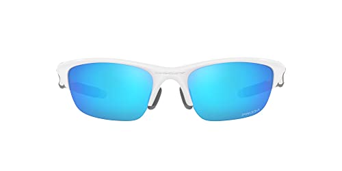 Oakley Men's OO9153 Half Jacket 2.0 Low Bridge Fit Rectangular Sunglasses, White/Prizm Sapphire, 62 mm