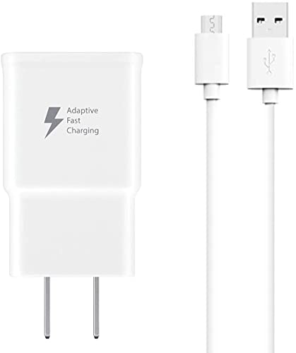 Galaxy S7 Smartphone Adaptive Fast Charging Wall Charger Kit Set with Micro 2.0 USB Cable, Compatible with Samsung Galaxy S7/Edge/S6/Note5/4/S3 (White)