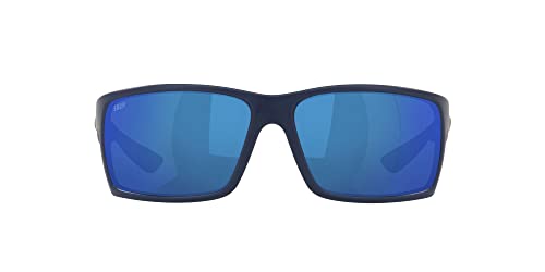 Costa Del Mar Men's Reefton Polarized Rectangular Sunglasses, Matte Dark Blue/Blue Mirrored Polarized-580P, 64 mm