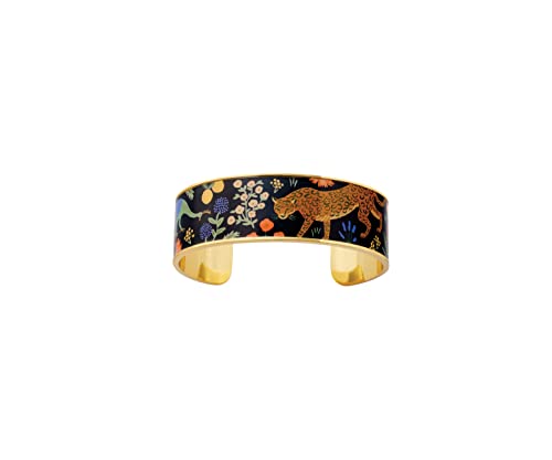 RIFLE PAPER CO. Menagerie Cuff With Gold Floral Stylized Pattern | Jewelry Designed For Wrist Wear For Brightening Up Your Outfit At Events, Parties, And Gatherings
