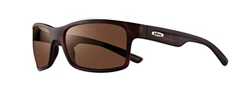 Revo Sunglasses Crawler XL: Polarized Performance Rectangle Sport Wrap Frame, Matte Tortoise Frame with Terra Lens