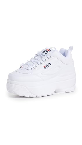 Fila Women's Disruptor Ii Wedge Sneaker, White/Navy/Red, 9.5