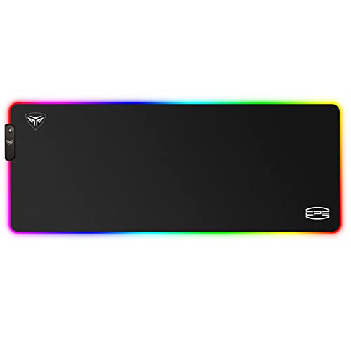 CP3 RGB Gaming Mouse Pad XXL 12 Lighting Modes Mouse Mat Large Anti-Slip Rubber Base and Waterproof PC Gaming Pad for Game and Work, 31.5 X 11.8 Inch
