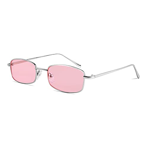 FEISEDY Vintage Small Rectangle Sunglasses Women Men Retro Trendy Square Metal Frame Sun Glasses B2295