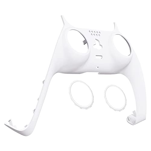 eXtremeRate White Decorative Trim Shell Compatible with ps5 Controller, DIY Replacement Clip Shell, Custom Plates Cover Compatible with ps5 Controller with Accent Rings