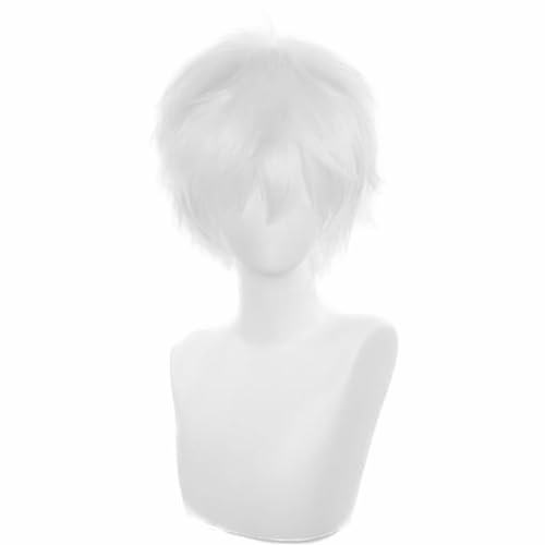 COSPLAZA Cosplay Wigs short white Party Full Hair with Free Cap Free Wig Net