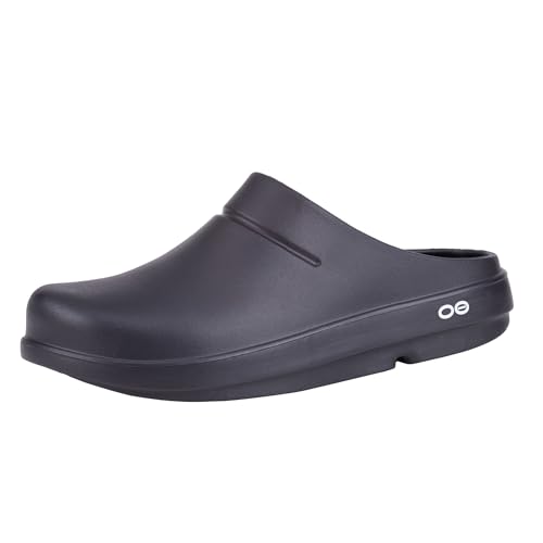 OOFOS Unisex OOcloog, Black - Men’s Size 6, Women’s Size 8 - Lightweight Recovery Footwear - Reduces Stress on Feet, Joints & Back - Machine Washable