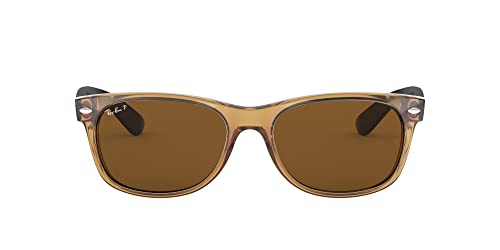 Ray-Ban RB2132 New Wayfarer Square Sunglasses, Honey/Polarized B-15 Brown, 55 mm