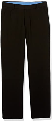 IZOD Boys' Big Bi-Stretch Flat Front Dress Pant, black Twill, 12