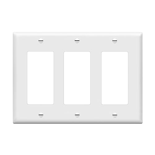 ENERLITES Decorator Light Switch or Receptacle Outlet Wall Plate, Gloss Finish, Size 3-Gang 4.50' x 6.38', Polycarbonate Thermoplastic, 8833-W, White