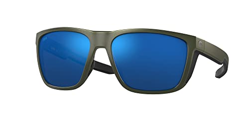 Costa Del Mar Mens Ferg Square Sunglasses, Moss Metallic/Blue Mirrored Polarized-580G, 59 mm