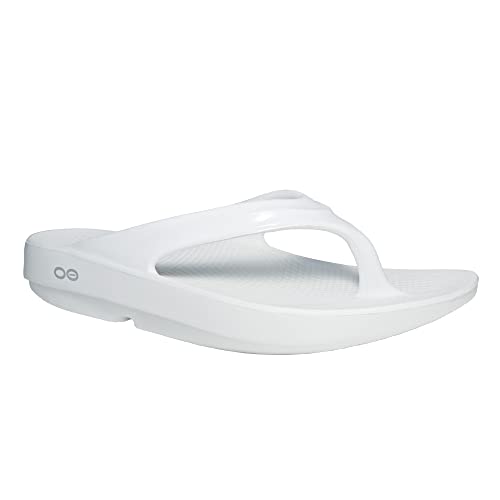 OOFOS OOlala Sandal, White - Women’s Size 8 - Lightweight Recovery Footwear - Reduces Stress on Feet, Joints & Back - Machine Washable