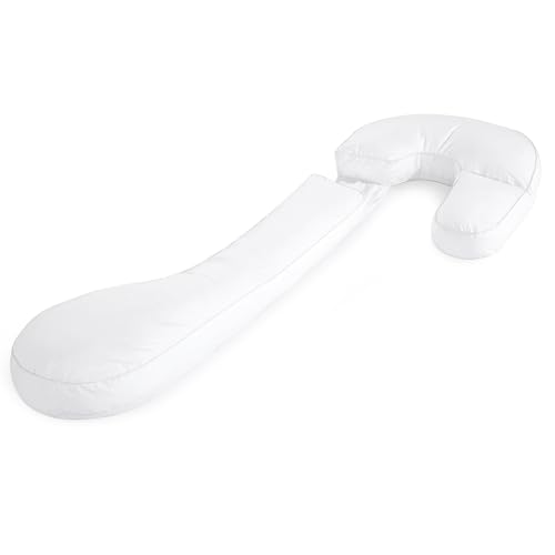 MABOZOO Swan Body Pillow for Side Sleeper,Extra Large Knee Pillow for Sleeping,Long Body Pillow for Adults,Huggable Pregnancy Pillow,100% Cotton Cover J Shaped Maternity Pillow